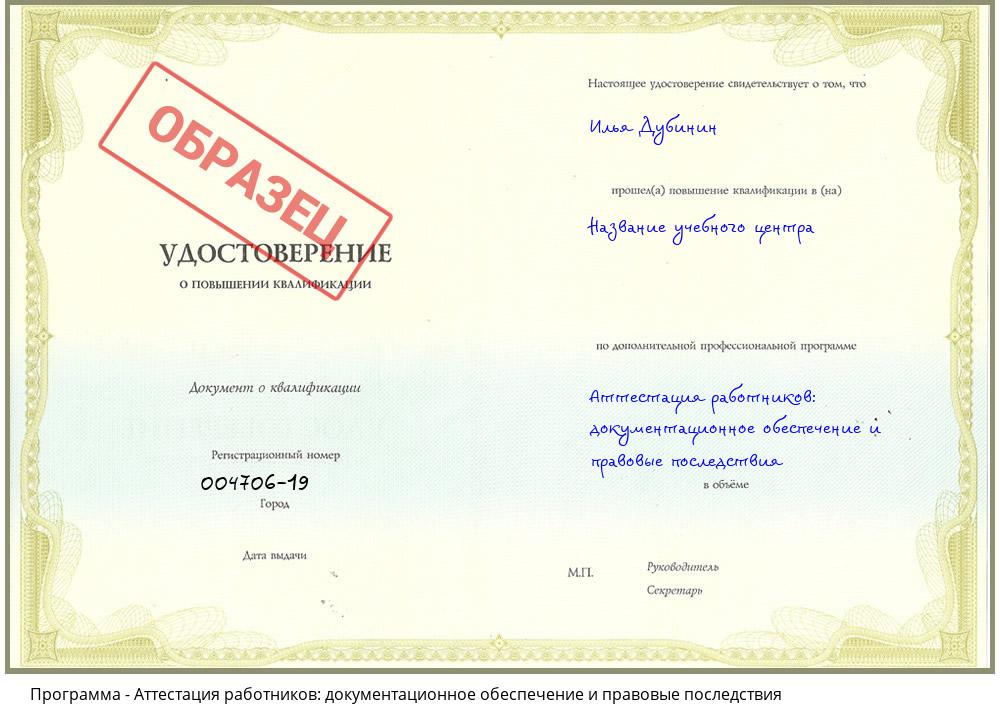 Аттестация работников: документационное обеспечение и правовые последствия Дзержинск