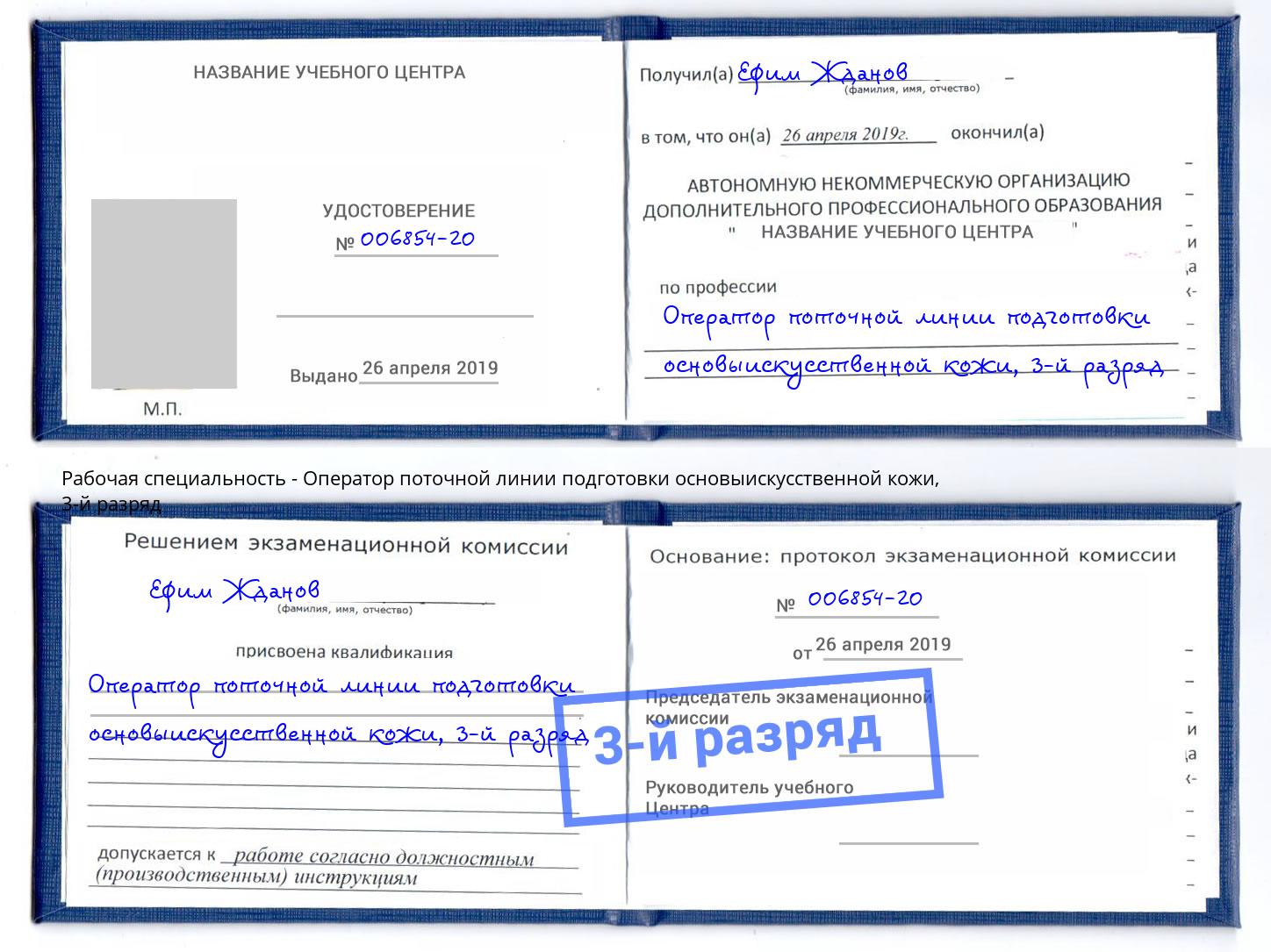 корочка 3-й разряд Оператор поточной линии подготовки основыискусственной кожи Дзержинск