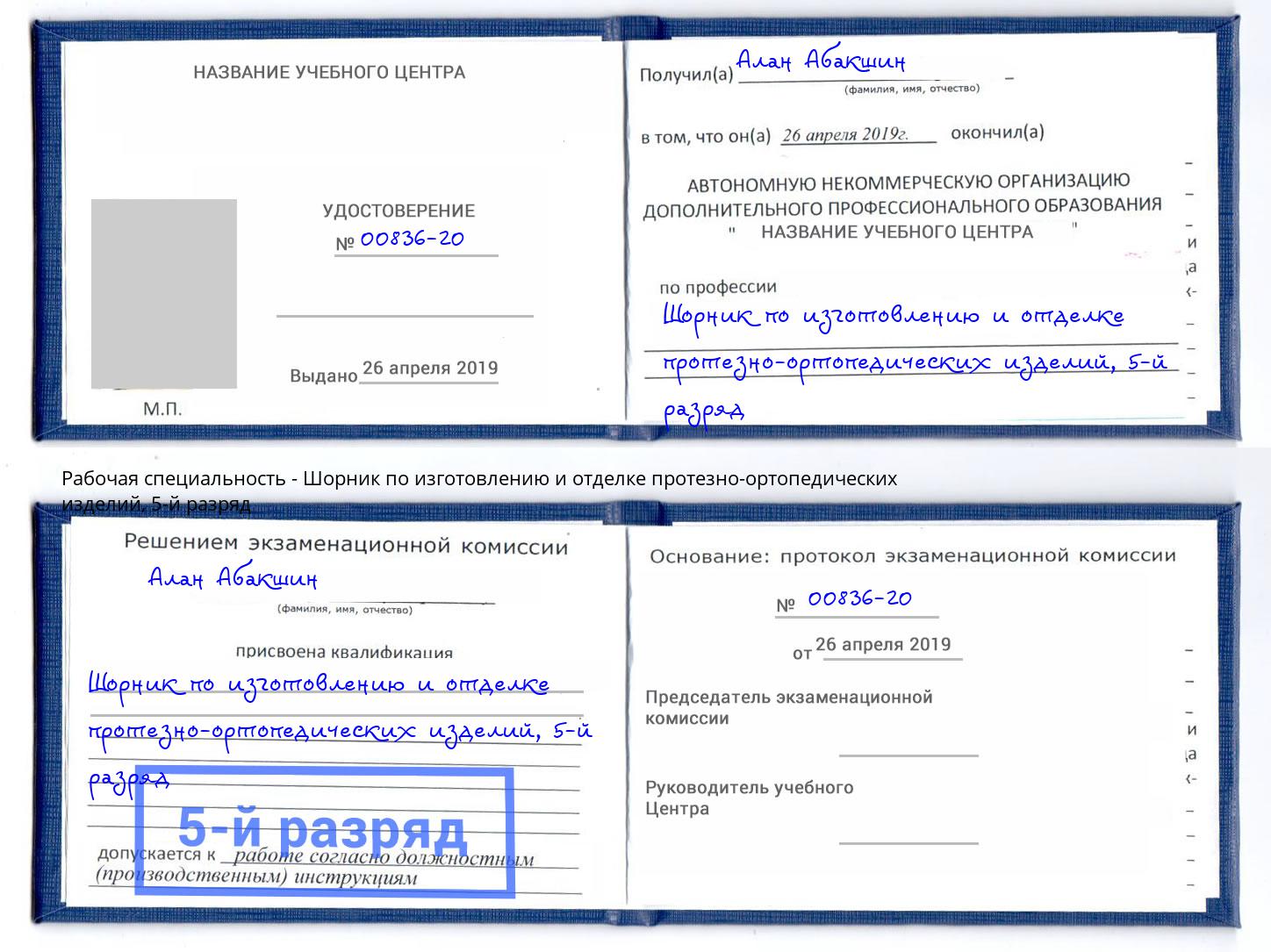 корочка 5-й разряд Шорник по изготовлению и отделке протезно-ортопедических изделий Дзержинск