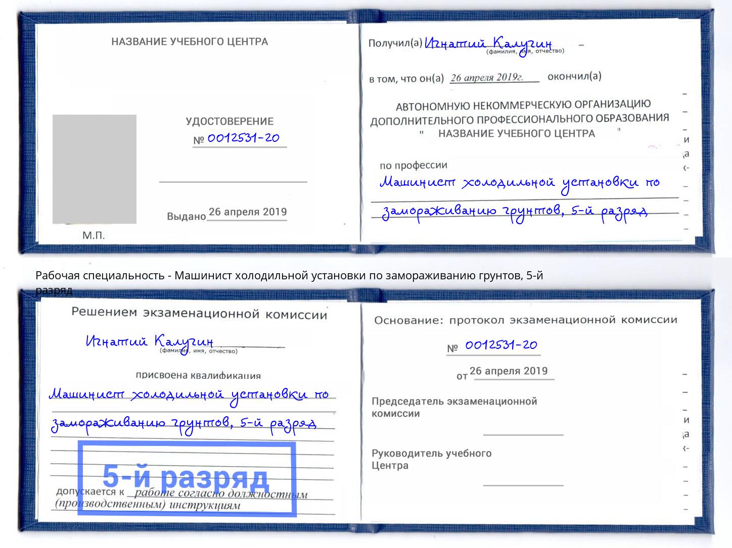 корочка 5-й разряд Машинист холодильной установки по замораживанию грунтов Дзержинск